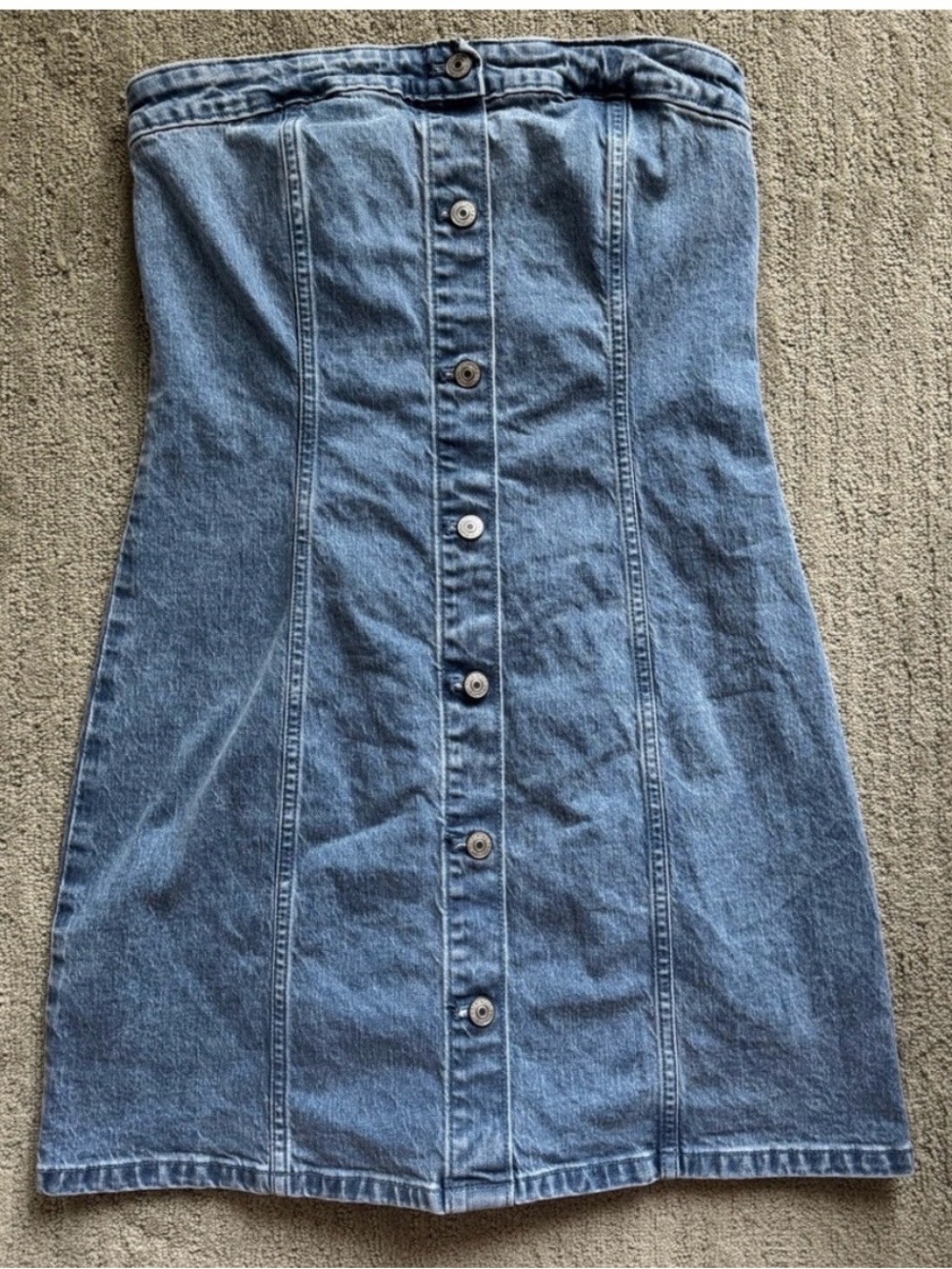 Abercrombie & Fitch Strapless Denim Button-Front Mara dress